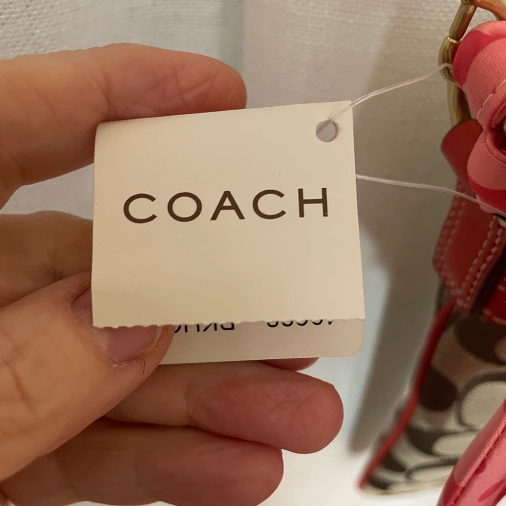 NWT Coach Khaki/Geranium Hamptons‎ Signature Swingpack Crossbody 2007 - Picture 4 of 16